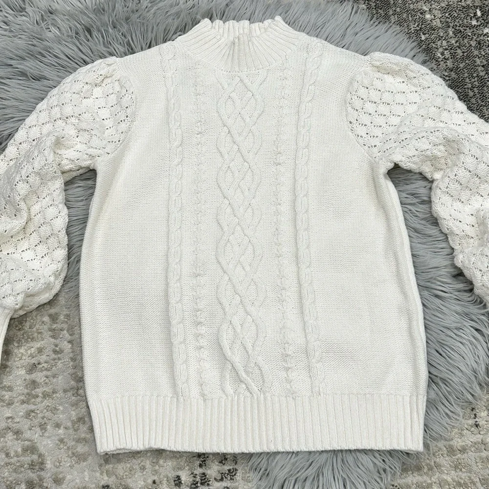 Janie & Jack Cream Cable‎ Knit Scalloped Collar Sweater Youth Size 18